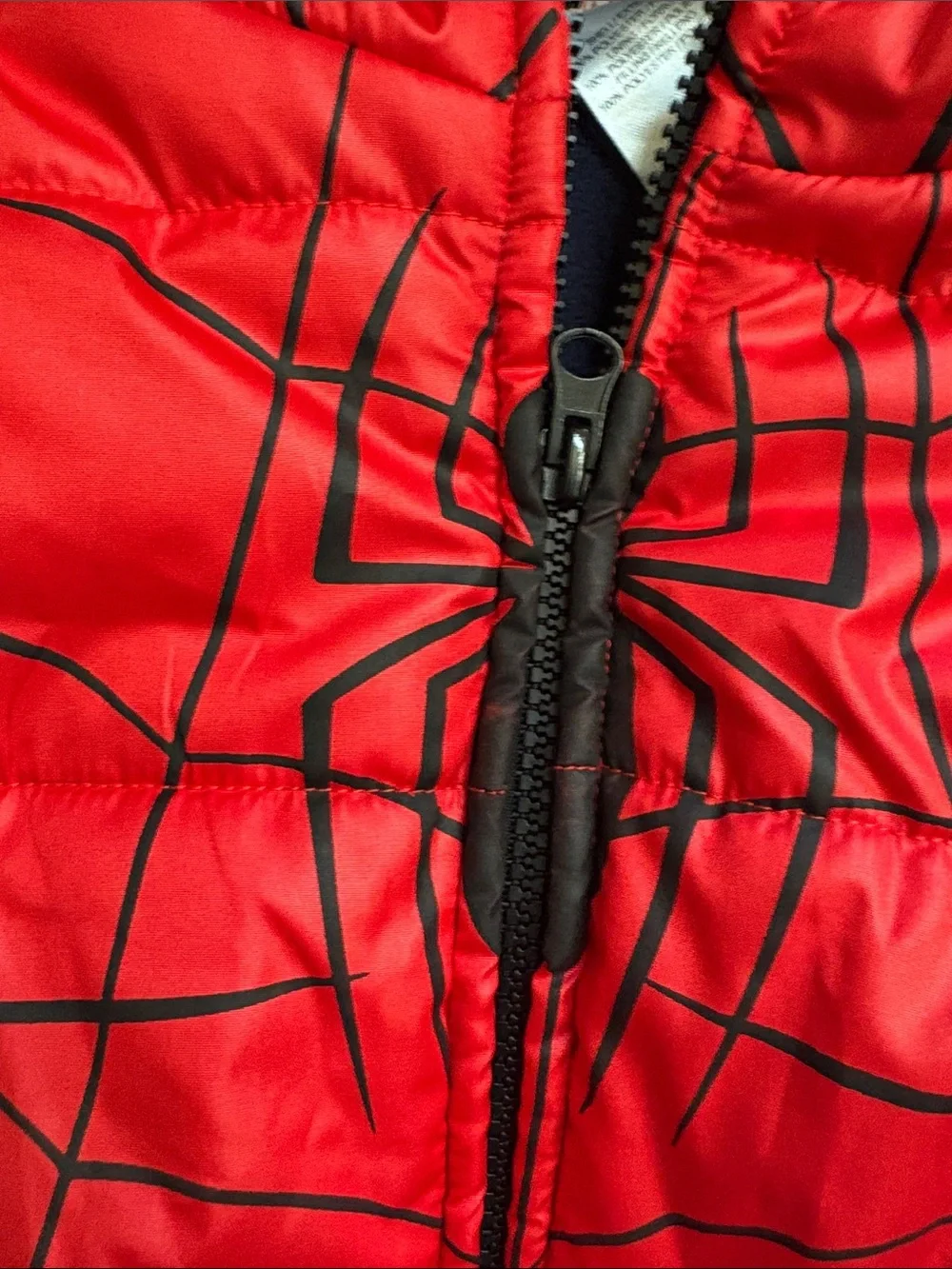 Kids Red and Blue Spiderman Hooded puffer Vest
